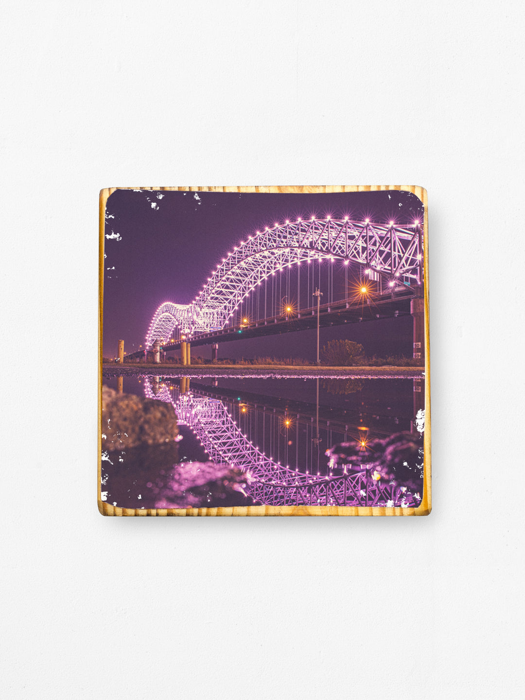 Memphis Tennessee bridge reflection wood art