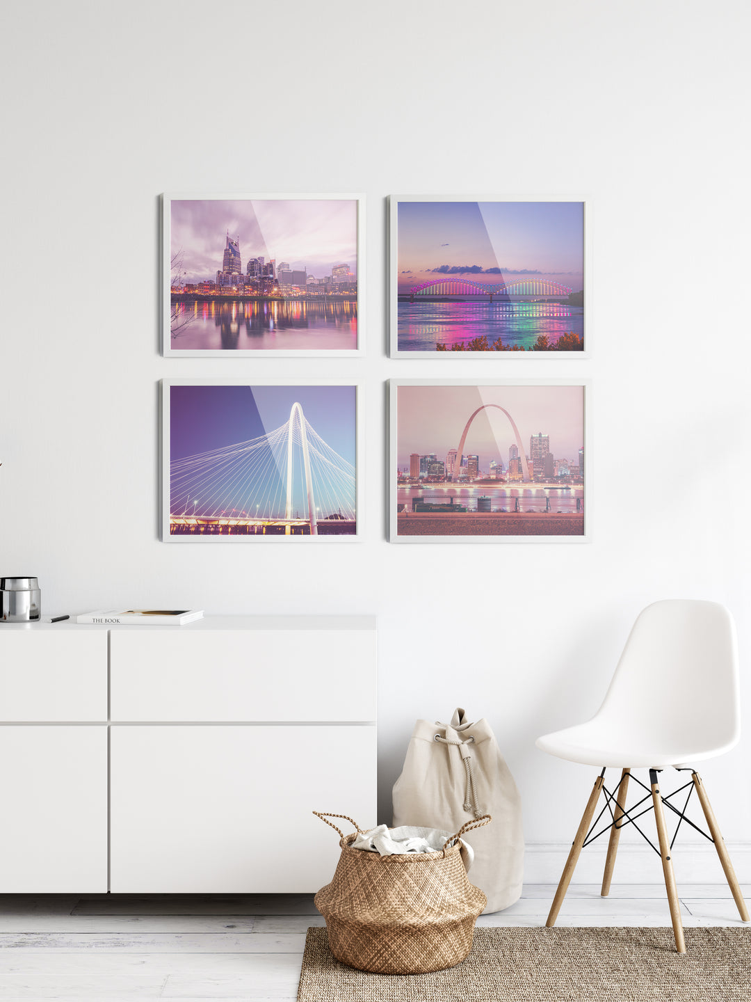 Large photography prints: Nashville skyline, Memphis bridge, Dallas bridge, St. Louis Arch