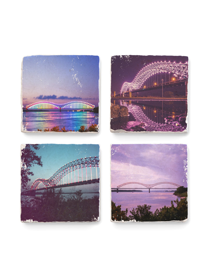 Memphis, Tennessee, bridge photography marble coasters