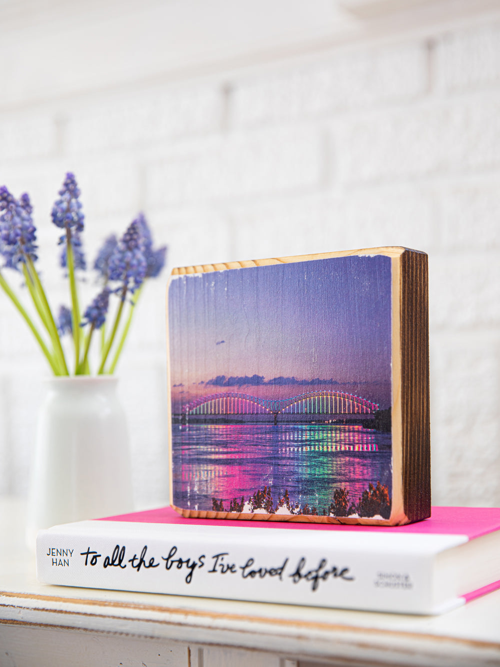 memphis bridge mighty light show rainbow colors photography wood art