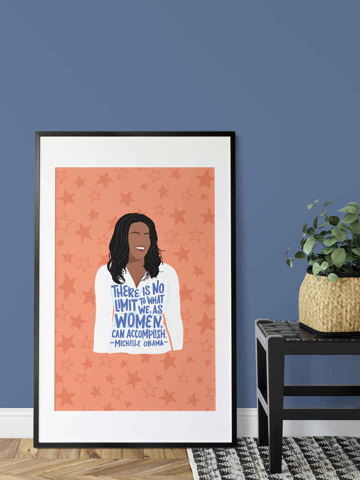 Michelle Obama feminist illustration and quote large poster print home decor. Michelle Obama merchandise