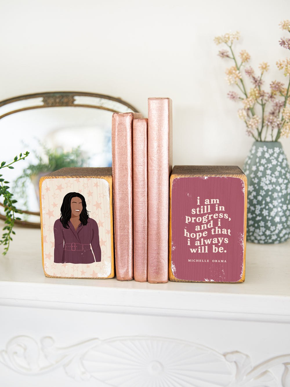 michelle obama i am still in progress quote illustration bookend. Michelle Obama merchandise