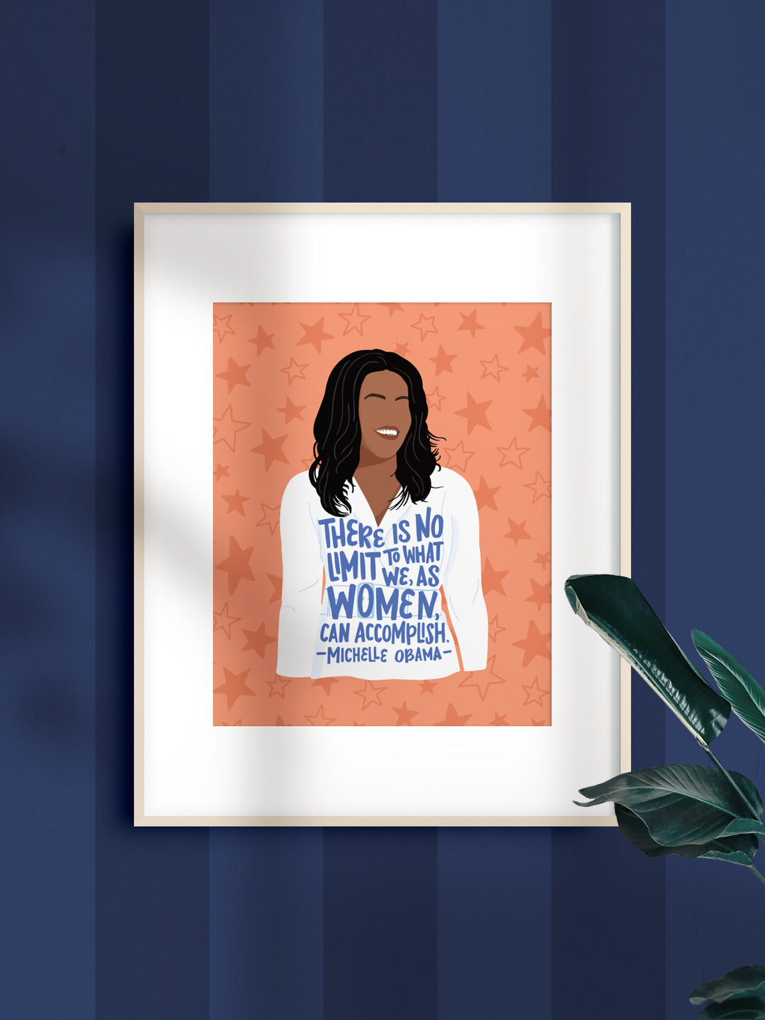Michelle Obama illustration with women quote, art print home decor. Michelle Obama merchandise