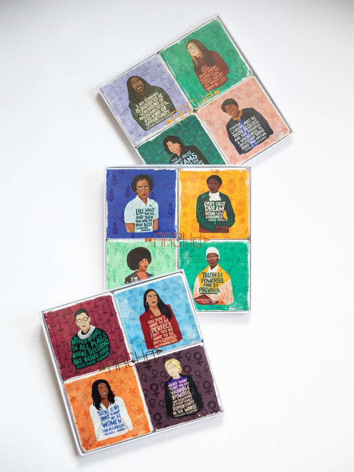 Feminist Iconic Women Quotes - Build Your Own Marble Coaster Set of 4
