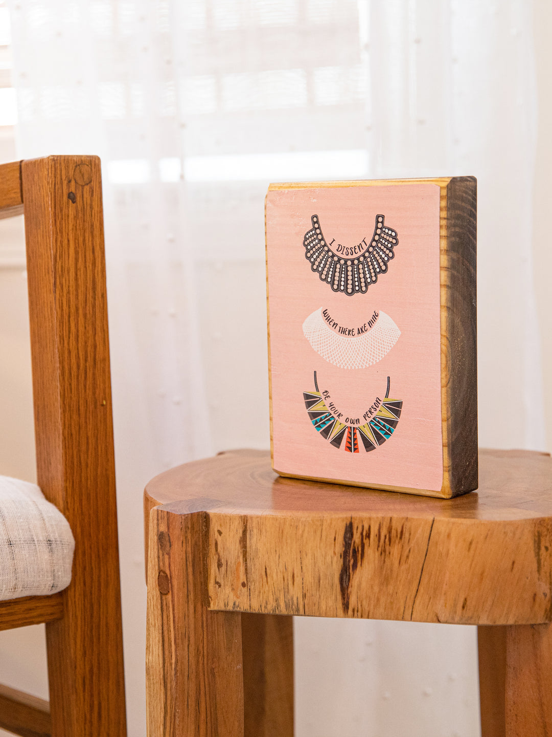 Ruth Bader Ginsburg I Dissent collar illustration wood art. Ruth Bader Ginsburg art