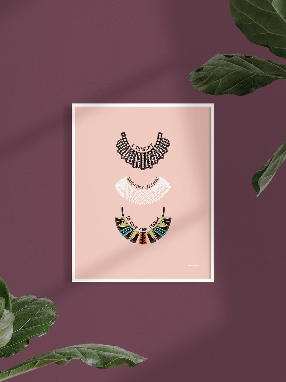Ruth Bader Ginsburg dissent collar illustrations art print. Ruth Bader Ginsburg art