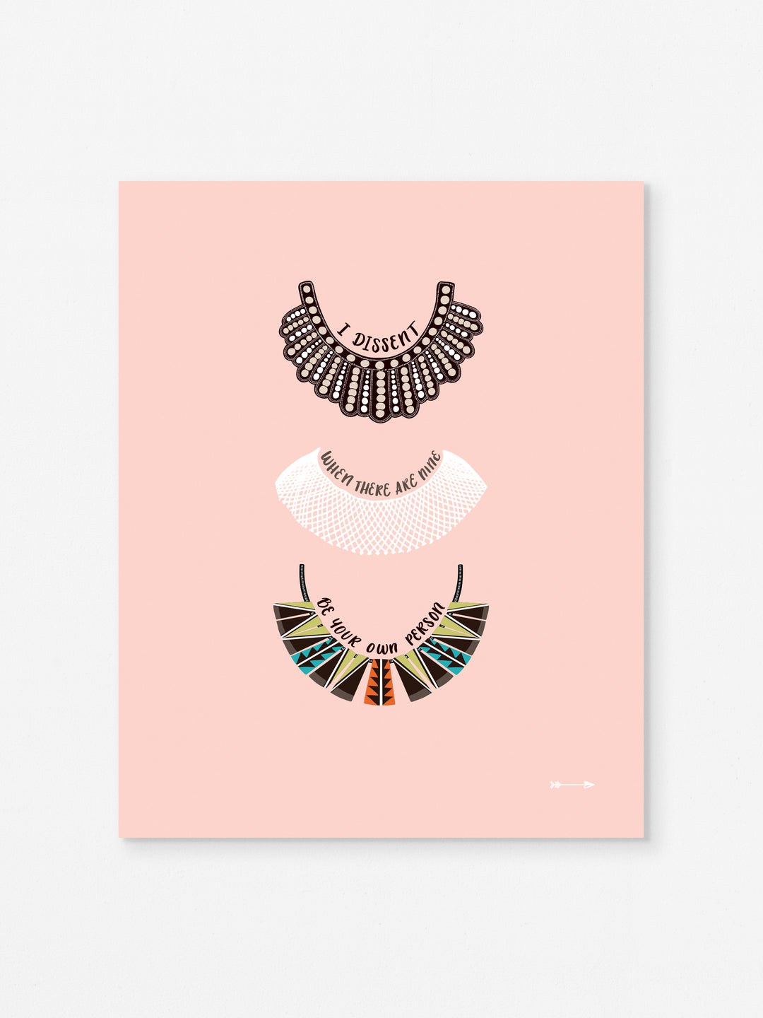 Ruth Bader Ginsburg dissent collar illustrations art print. Ruth Bader Ginsburg art