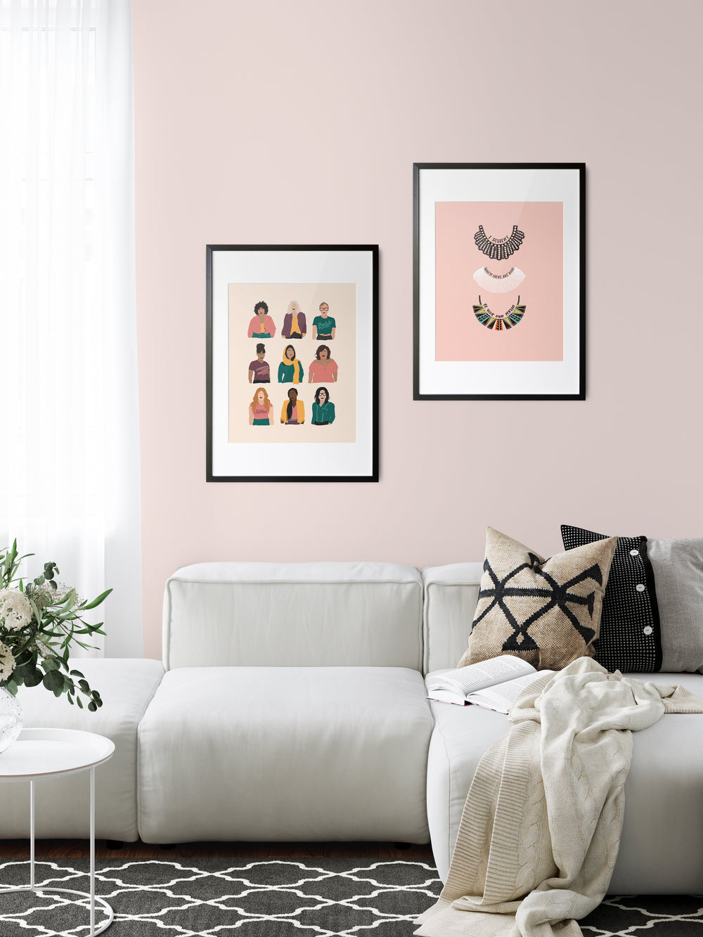 RBG Ruth Bader Ginsburg dissent collar and women illustration poster. Ruth Bader Ginsburg art