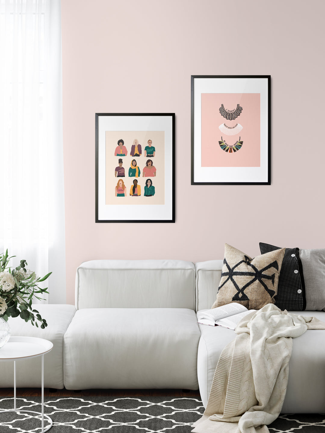 RBG Ruth Bader Ginsburg dissent collar and women illustration poster. Ruth Bader Ginsburg art