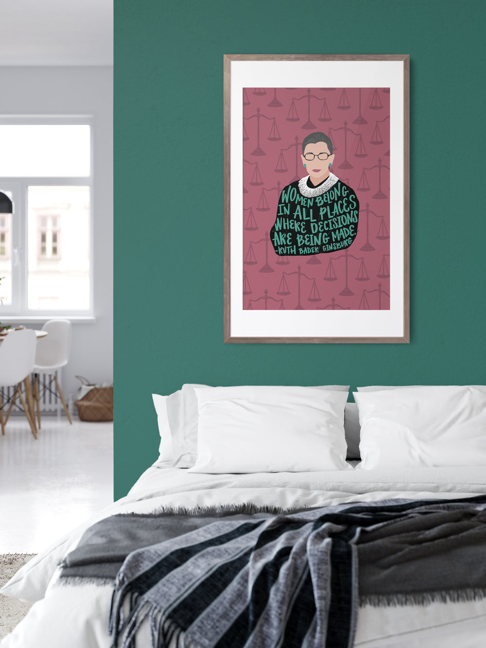 RBG Ruth Bader Ginsburg Women belong in all places quote poster. Ruth Bader Ginsburg art