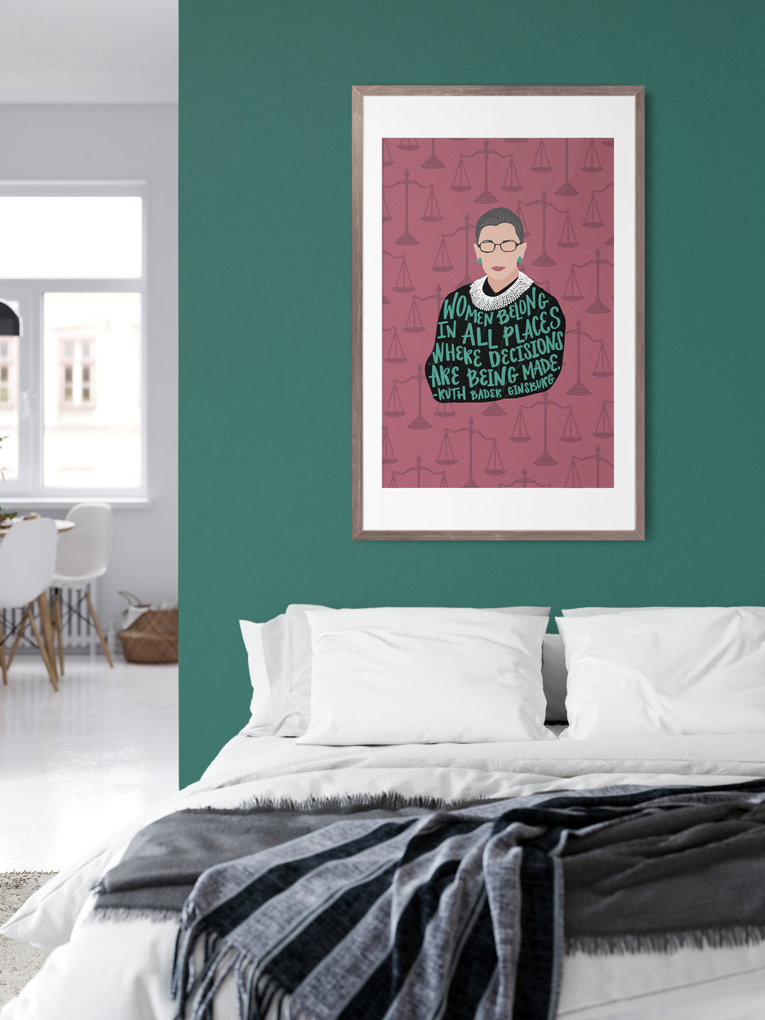 RBG Ruth Bader Ginsburg Women belong in all places quote poster. Ruth Bader Ginsburg art