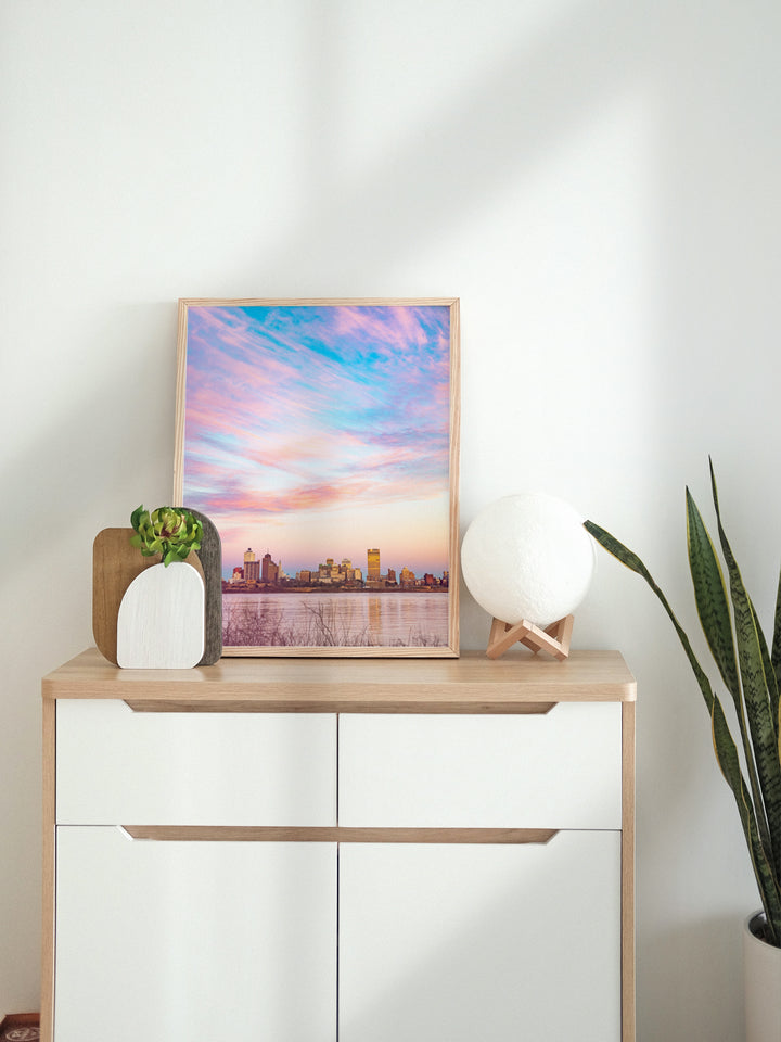 Memphis, Tennessee, skyline at sunset cotton candy skies photography print