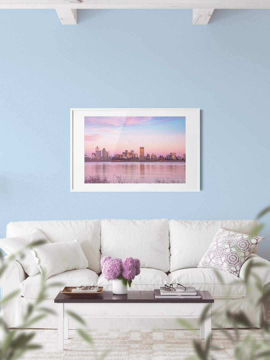 Memphis, Tennessee, skyline at sunset cotton candy skies photography print