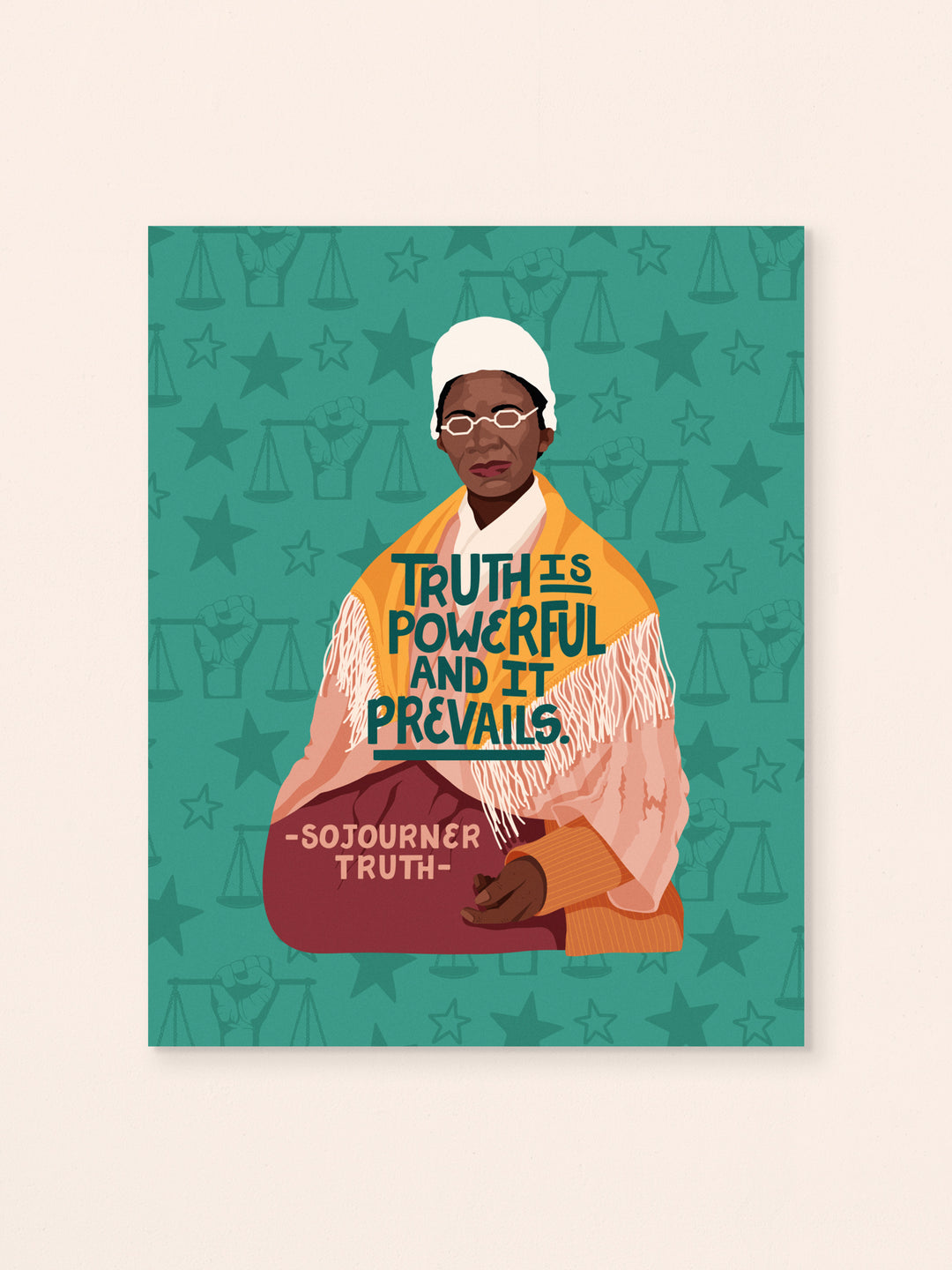 Sojourner Truth illustrated art print unframed on ivory background. Sojourner Truth art