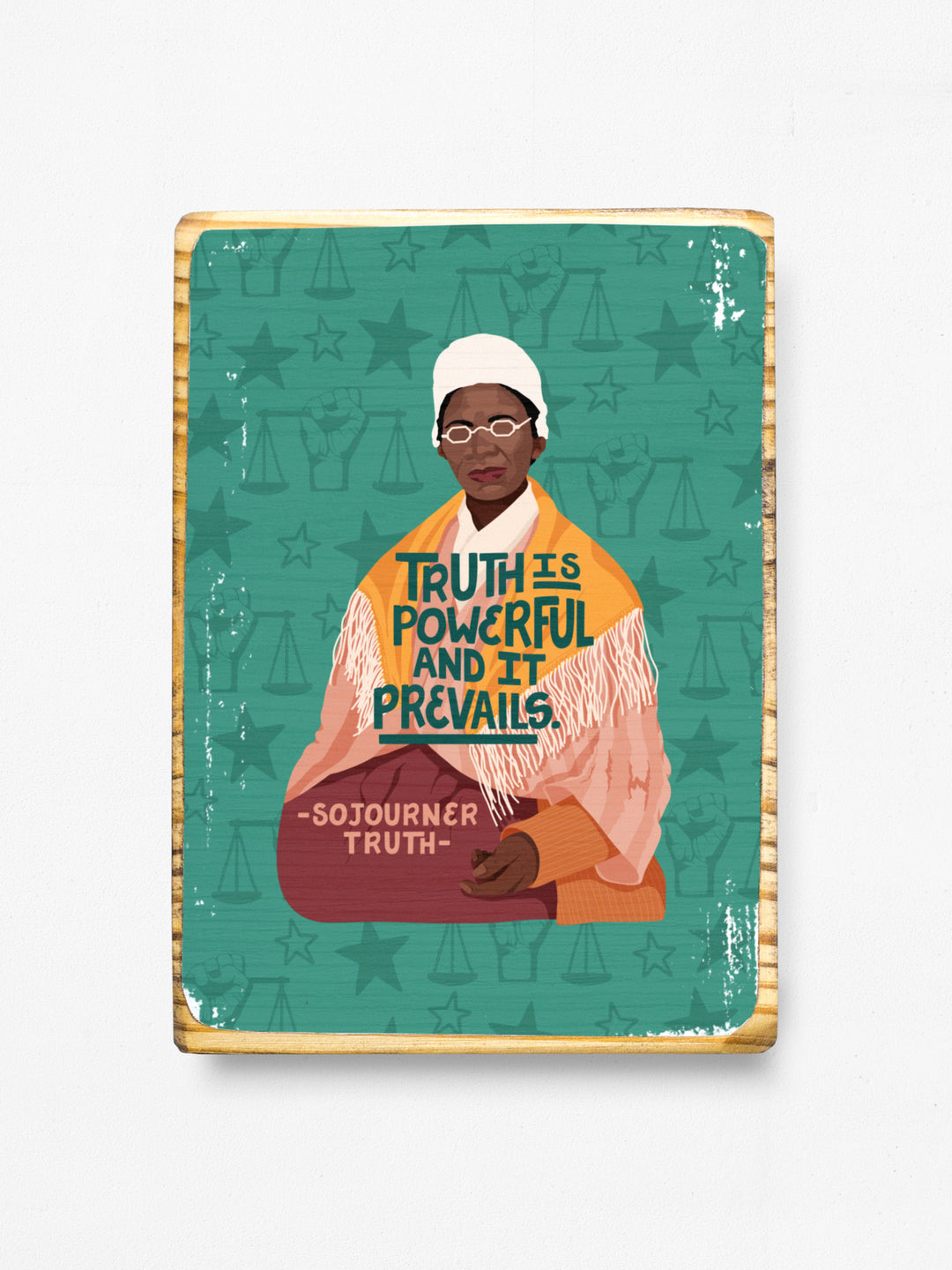 Sojourner Truth 5x7 wood art on white background. Sojourner Truth art