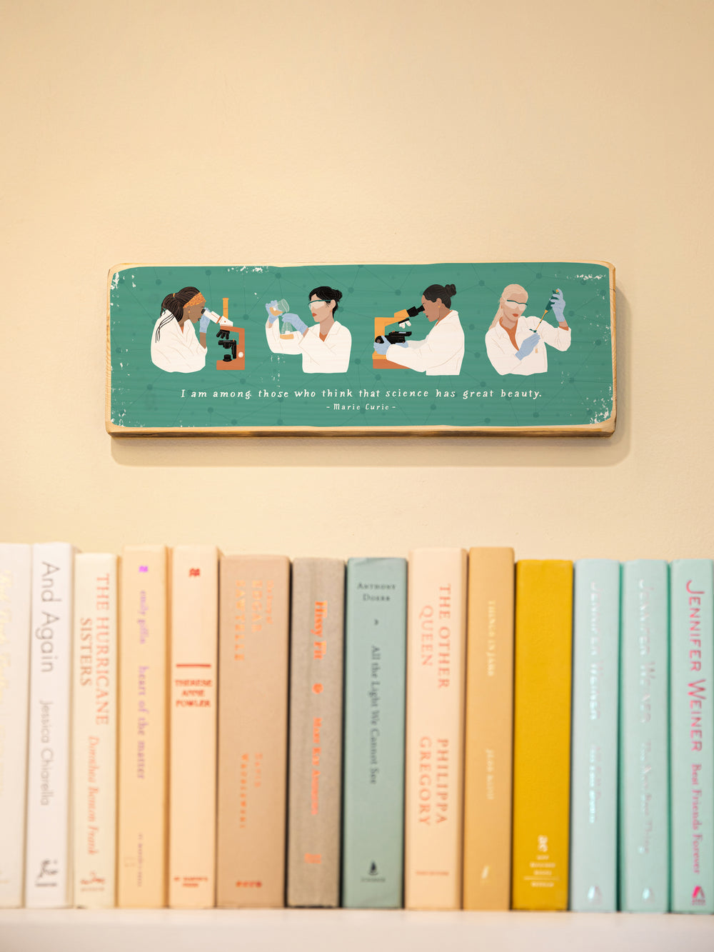 Women in science panoramic wood art with quote