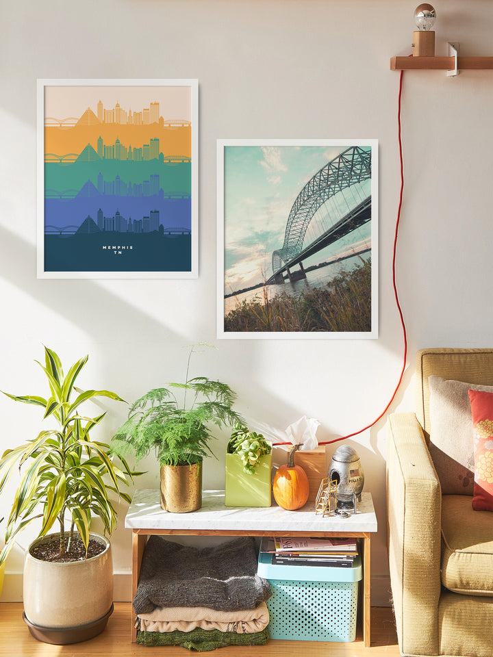 Memphis, Tennessee, retro city skyline poster print